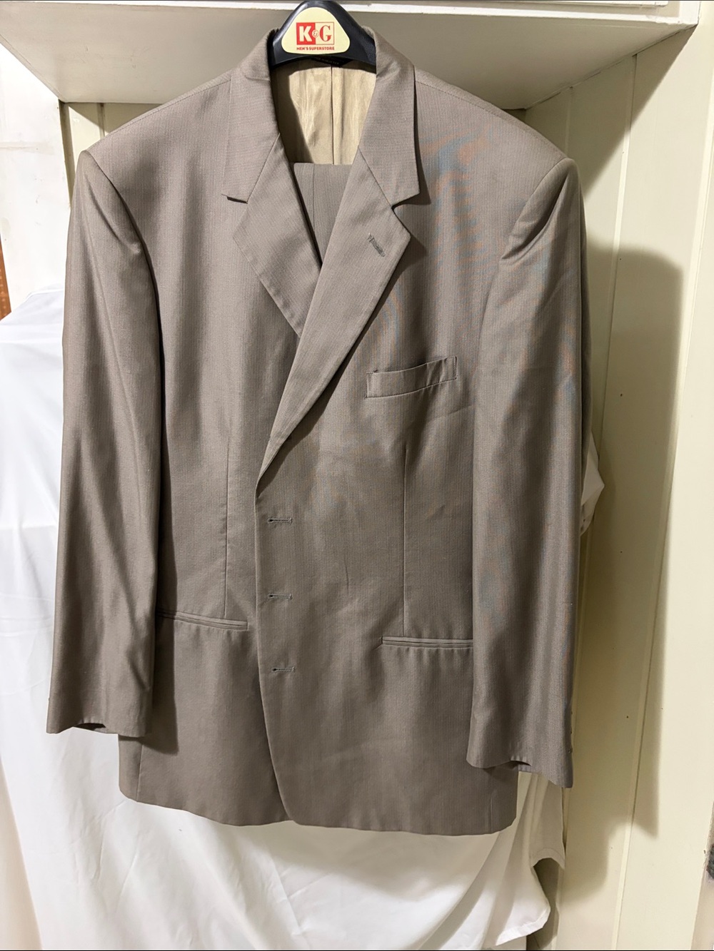 Pierre Cardin Taupe Double-Breasted Suit Jacket